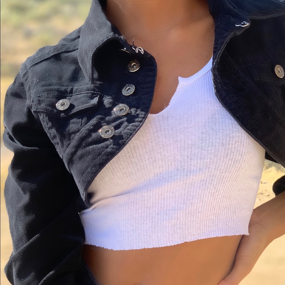 vintage black denim crop